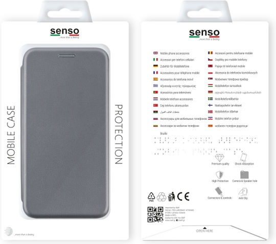 Senso Oval Stand Book Synthetic Leather Gray (Galaxy S9)