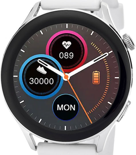 3Guys 3GW4648 44mm Smartwatch with Heart Rate Monitor (White)