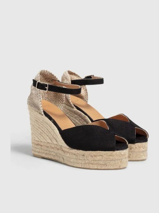 Carina 8ED/001 Women's Fabric Platform Espadrilles Black