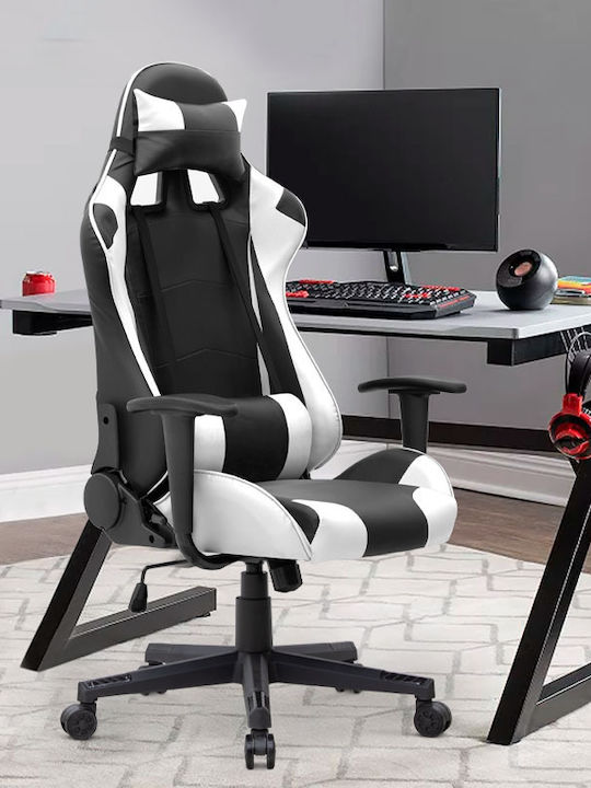 Megapap Alonso Scaun Gaming Din piele ecologică Alb/negru