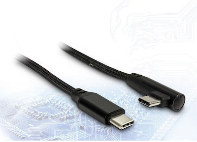 Inter-Tech Angle (90°) / Braided USB 2.0 Cable USB-C male - USB-C male Μαύρο 1m (88885581)