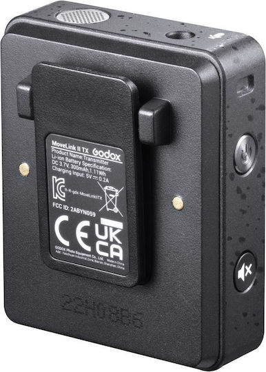 Godox MoveLink II M2 Комплект Безжично Микрофон Πέτου, Clip On Журналистически в Черен Цвят