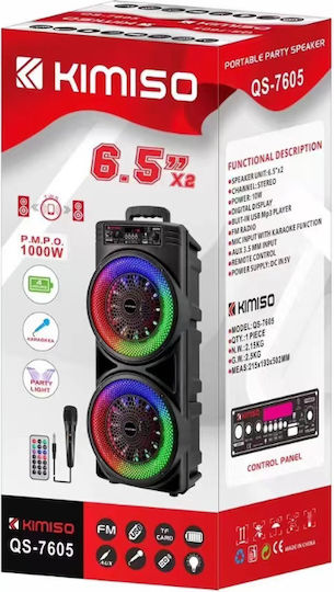 Kimiso Ηχείο Karaoke με Ενσύρματo Μικρόφωνο και Εφέ Φωτισμού QS-7605 100103 Μαύρο