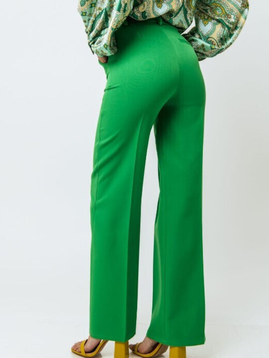 Freestyle Women's Fabric Trousers Flare Green