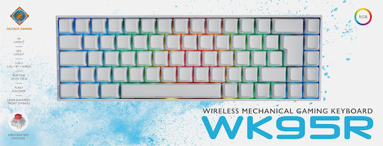 Deltaco WK95R Wireless Gaming Mechanical Keyboard 65% with Kailh Red switches and RGB lighting (English UK) White