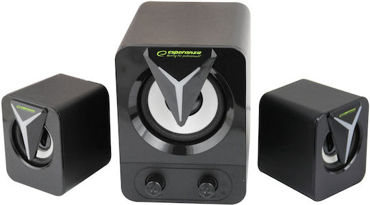 Esperanza EGS107 Ηχεία Υπολογιστή 2.1 με RGB Φωτισμό και Ισχύ 5W Μαύρα
