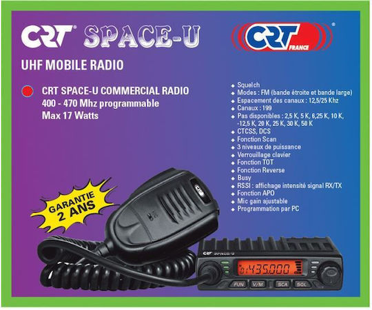 CRT Space-U Ασύρματος Πομποδέκτης UHF 17W με Μονόχρωμη Οθόνη
