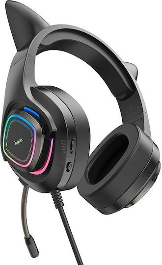 Hoco W107 Надушници Геймърски слушалки с връзка 3,5 мм / USB Pink LED