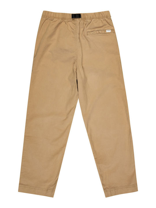 Damen Stoff Hose mit Gummizug in Entspannter Passform Khaki