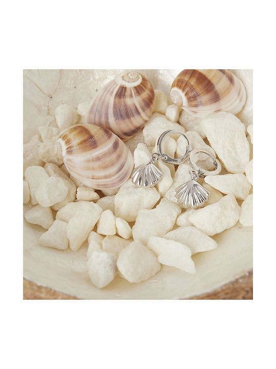 Shell Crush Silver Shell Earrings Made of brass