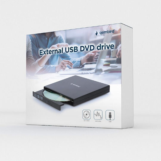 Gembird External DVD/CD Recorder for Desktop / Laptop Black