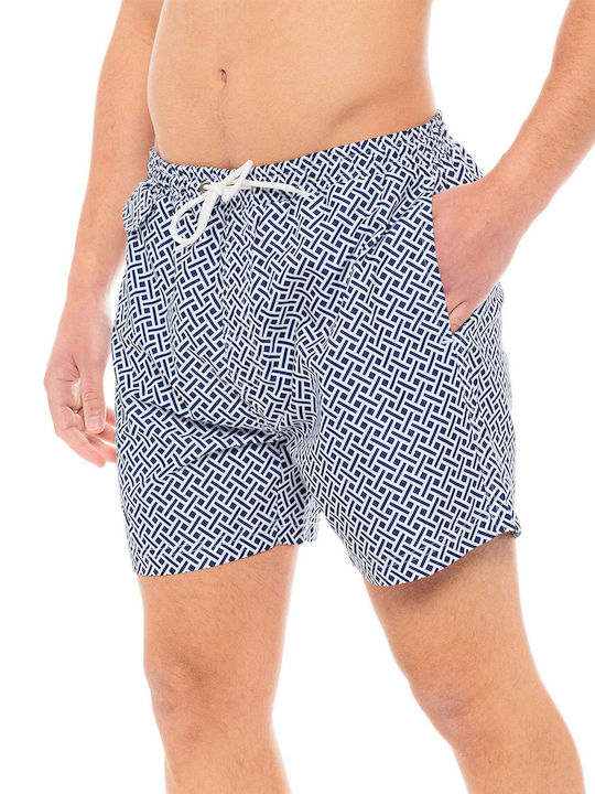 Biston Men's Swimwear Bermuda Navy Blue with Patterns