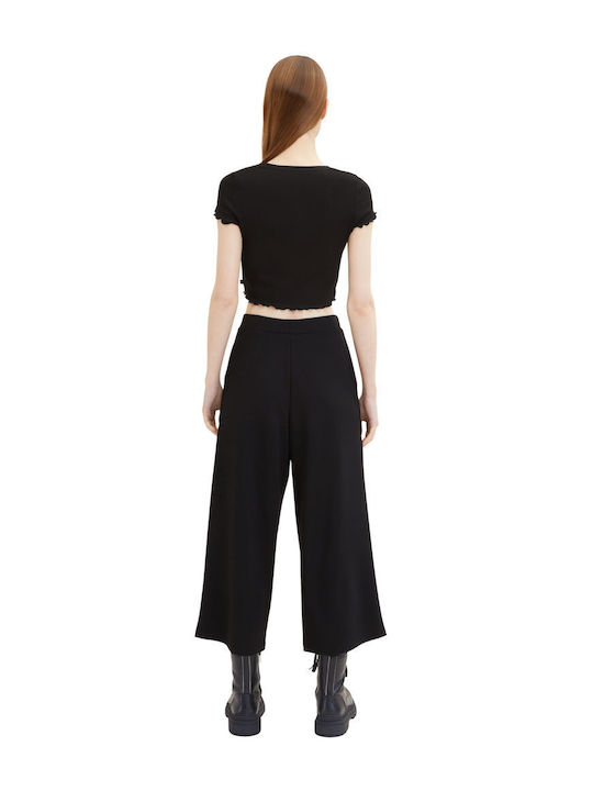 Tom Tailor Women's Fabric Capri Trousers with Elastic Black