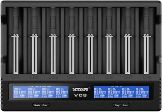 XTAR VC8 USB Зарядно 8 за батерии Li-ion/Ni-MH Размер AA/AAA/D/18650/16340/26650/14500 в Черен цвят