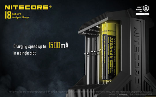 NiteCore i8 Charger 8 Batteries Ni-Cd/Ni-MH Size AA/AAA/D/18650/16340/26650/14500