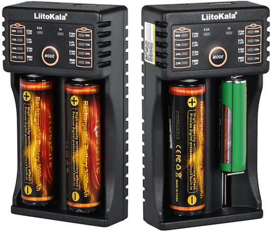 LiitoKala LII-202 USB Charger 2 Batteries Li-ion/Ni-Cd/Ni-MH Size AA/AAA/18650/16340/26650/14500