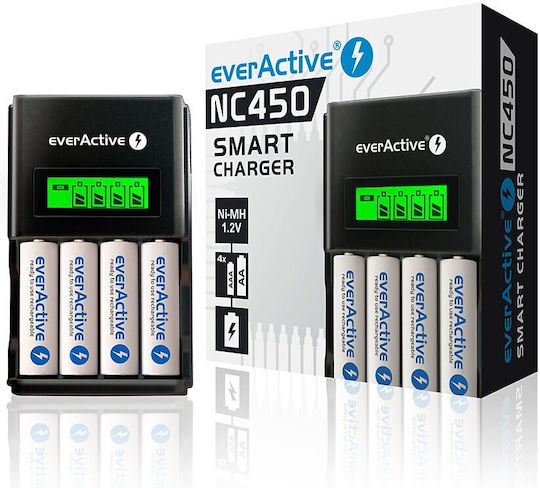 everActive NC-450 Φορτιστής 4 Μπαταριών Ni-MH Μεγέθους AA/AAA