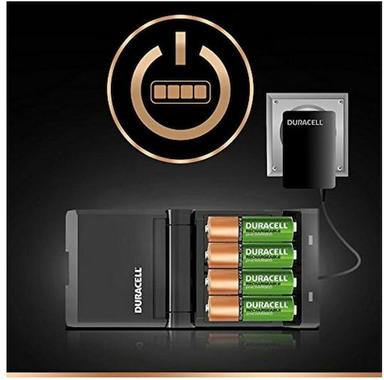 Duracell CEF27 Charger 4 Batteries Ni-MH Size AA/AAA Set with 2x AA 1300mAh and 2x AAA 750mAh