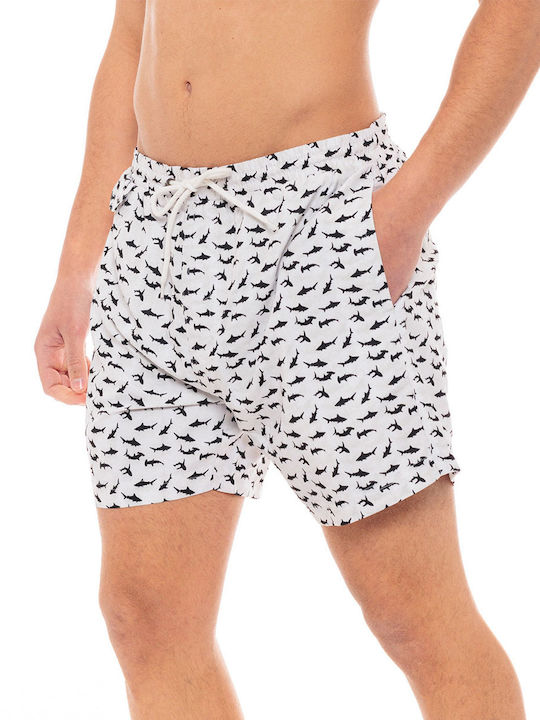 Herren Badebekleidung Bermuda Weiß mit Mustern