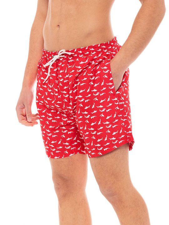 Splendid Men's Swimwear Bermuda Red with Patterns