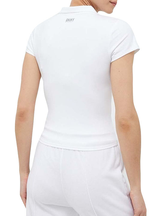 DKNY Γυναικεία Polo Μπλούζα Κοντομάνικη Λευκή