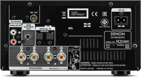 Denon Ηχοσύστημα 2.0 D-M41 60W με CD / Digital Media Player και Bluetooth Μαύρο
