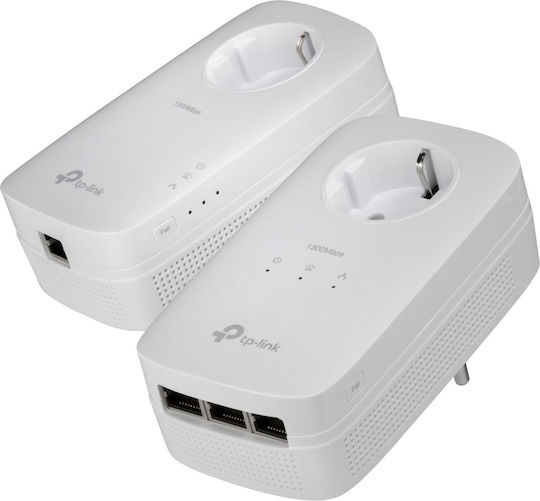 TP-LINK TL-PA8033P KIT v2 Powerline Διπλό για Ενσύρματη Σύνδεση με Passthrough Πρίζα και 3 Θύρες Ethernet