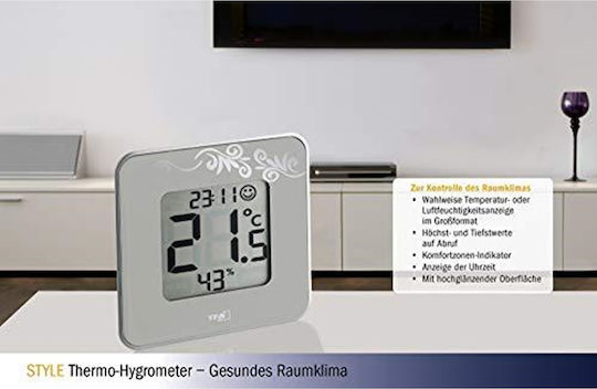 TFA Style Indoor Thermometer & Hygrometer Tabletop / Wall Mounted