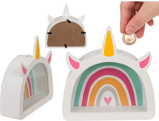Out of the Blue Rainbow Unicorn Money Box Wooden Multicolored 17.5x5x18cm