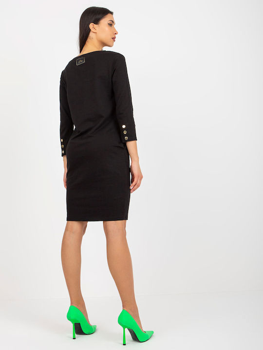 Och Bella Mini Dress 3/4 Sleeve Black