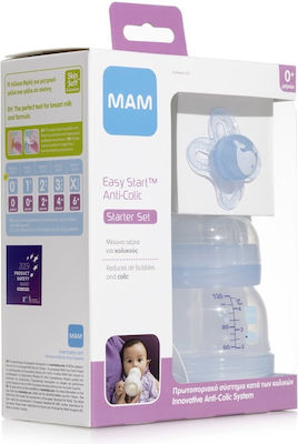 Mam Set aus Plastikflaschen Easy Start Anti-Colic Starter Set Gegen Koliken mit Silikonsauger für 0+, 0+ m, Monate Blue Walfisch 260ml 3Stück