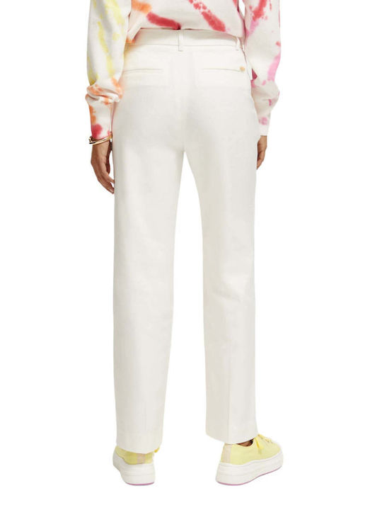 Scotch & Soda Women's High-waisted Linen Trousers White