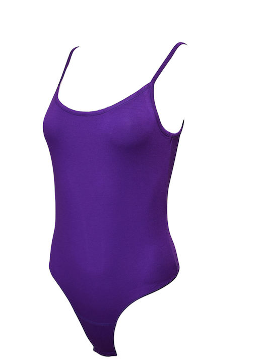 Apple Boxer Lingerie Spaghetti Strap String Bodysuit Purple