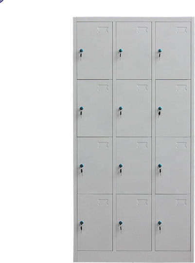 Spind Metallisch mit 12 Schränke Light Gray 90x40x185cm