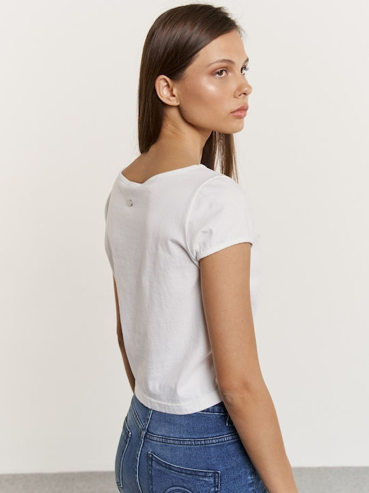 Edward Jeans Sommerlich Damen Baumwolle Bluse Kurzärmelig Weiß