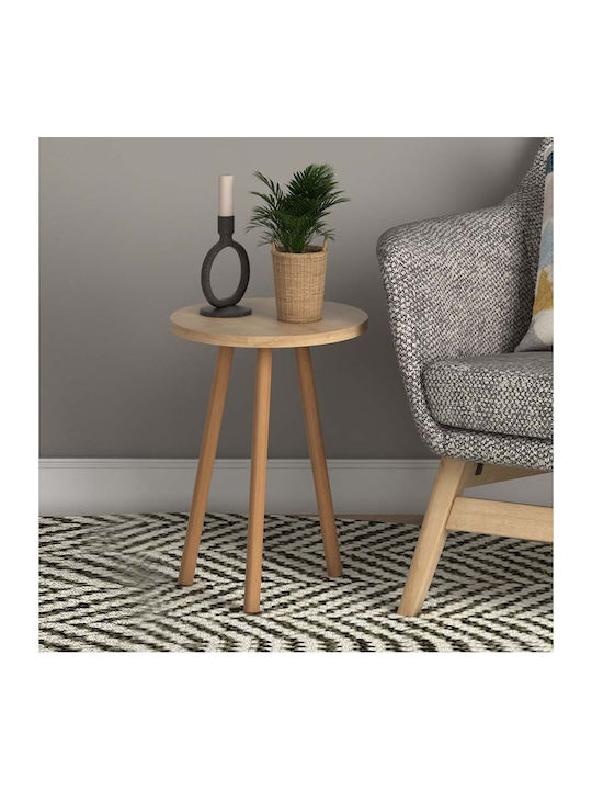 Round Side Table Roma Wooden Pine Oak L33.5xW33.5xH46cm.