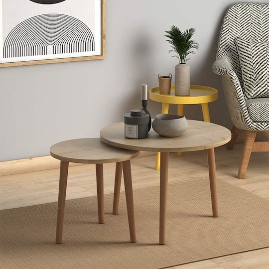 Rund Couchtisch Roma Holz Oak 2Stück B60xT60xH46cm