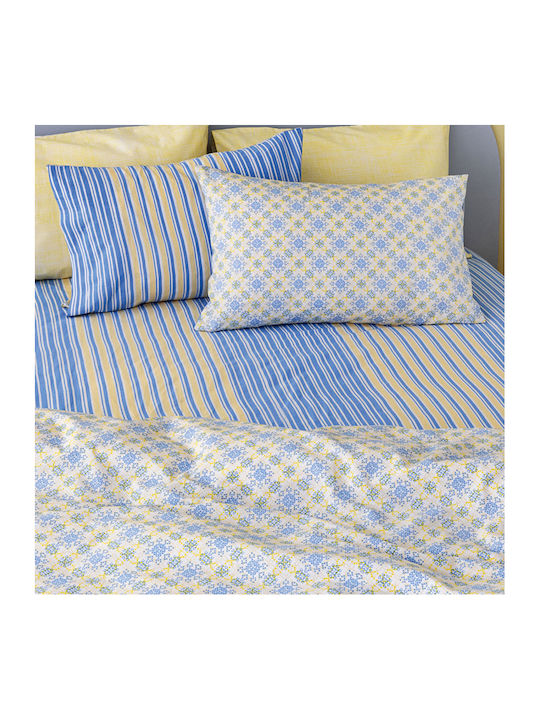 Palamaiki Sheet Sets Queen with Elastic 170x200+30cm. FL6203 Blue 4pcs