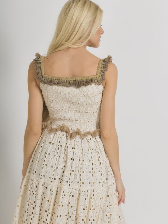Summer Midi Dress Beige