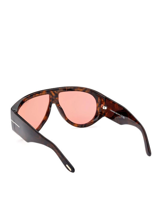 Tom Ford Unisex Sonnenbrillen mit Brauner Schildkrötenhorn Rahmen und Rosa Verlaufsfarbe Gläser FT1044 52S