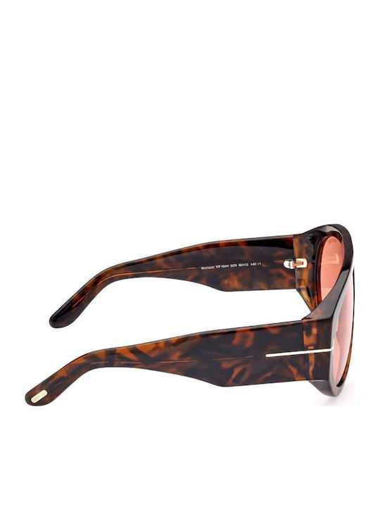 Tom Ford Unisex Sonnenbrillen mit Brauner Schildkrötenhorn Rahmen und Rosa Verlaufsfarbe Gläser FT1044 52S