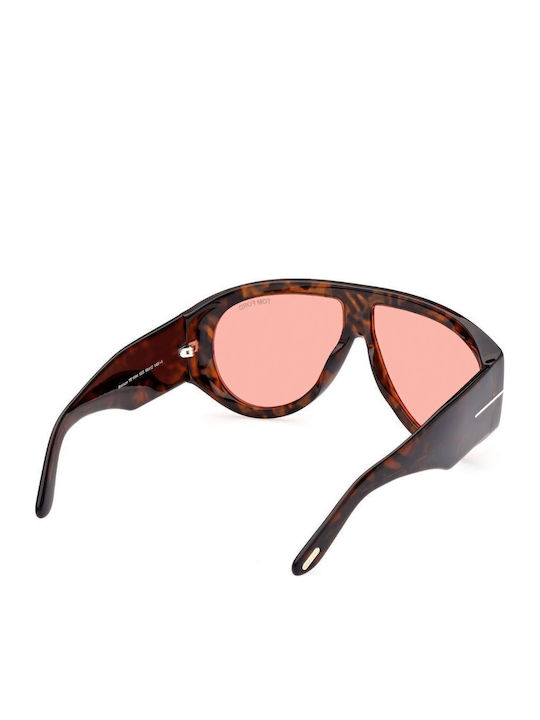Tom Ford Unisex Sonnenbrillen mit Brauner Schildkrötenhorn Rahmen und Rosa Verlaufsfarbe Gläser FT1044 52S
