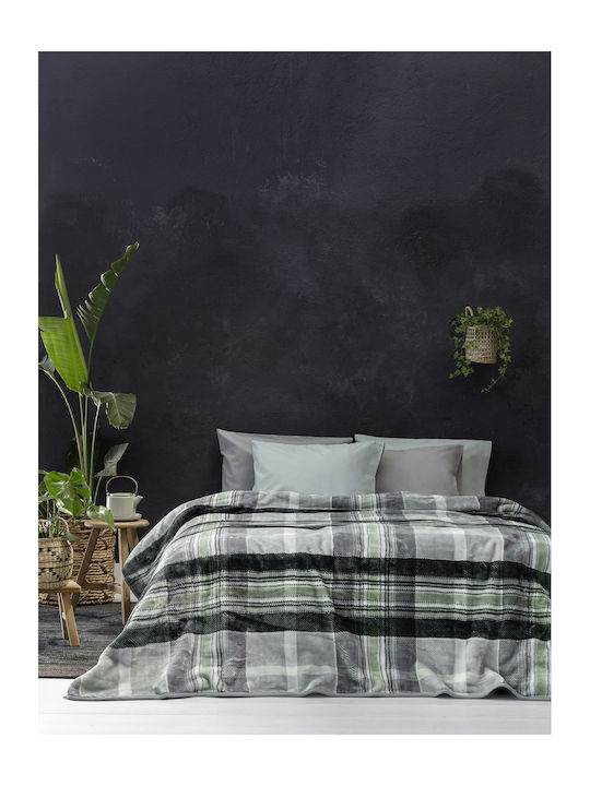 Nima Canny Velvet Blanket Single 160x220cm Green / Grey
