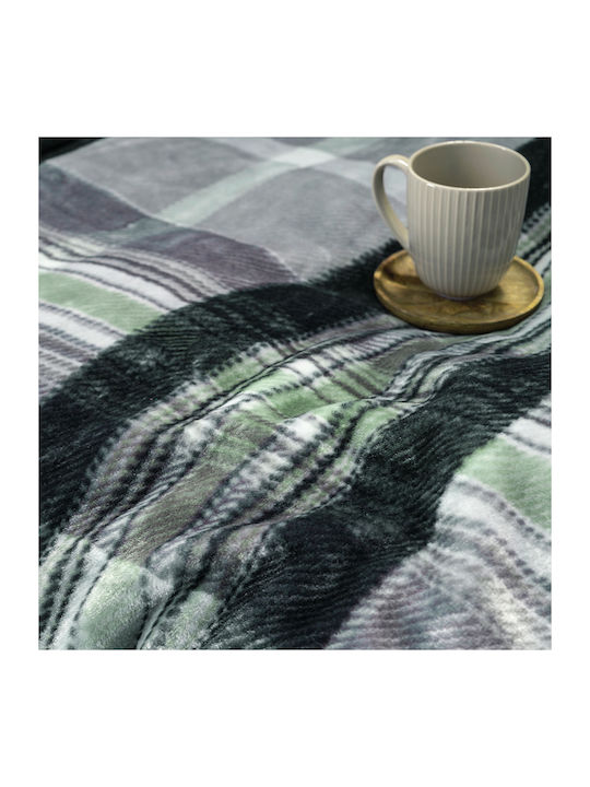 Nima Canny Velvet Blanket Single 160x220cm Green / Grey