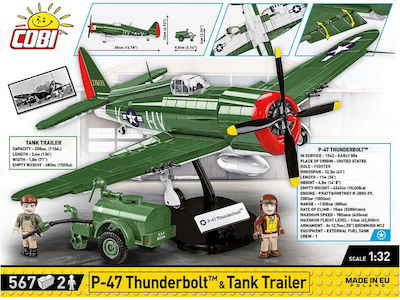 Cobi Bausteine Historical Collection - Thunderbolt & Tank Trailer für 7+ Jahre 567Stück