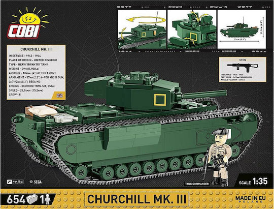 Cobi Building Blocks Company of Heroes - 3 Churchill Mk III for 9+ Years 654 Pieces