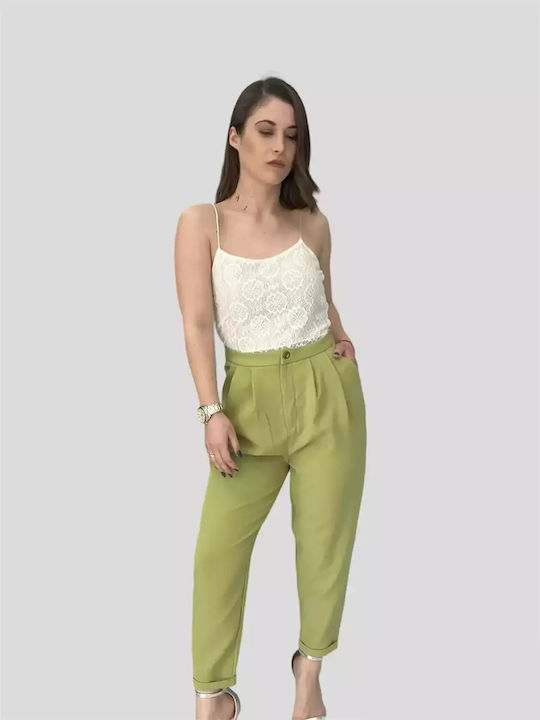 Women's light green trousers A line