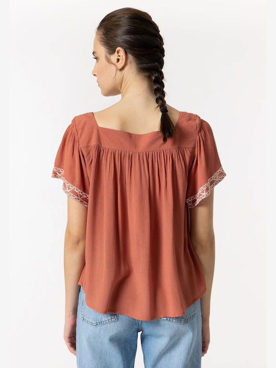 Tiffosi Blouse with embroidery brick