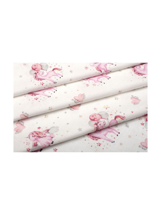 Dimcol Sheet Set Semi-double Cotton Unicorn 208 White / Pink 160x240cm 3pcs