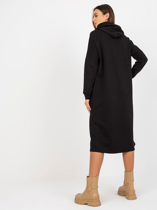 Relevance Midi Dress with Hood Black